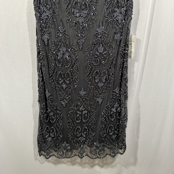 NEW $228 Pisarro Nights [‎ 2 ] Short Sleeve Beaded Midi Dress in Slate - Picture 11 of 14